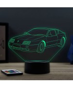 Lampe illusion 3D en verre acrylique gravée au laser représentant une voiture Alpine Renault GTA Le Mans.