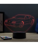 Lampe illusion 3D en verre acrylique gravée au laser représentant une voiture Alpine Renault GTA Le Mans.