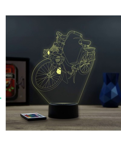 Lampe illusion 3D en verre acrylique gravée au laser représentant un vélomoteur Solex 2200.