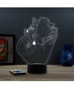 Lampe illusion 3D en verre acrylique gravée au laser représentant un vélomoteur Solex 2200.