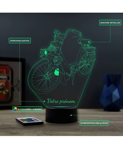 Lampe illusion 3D en verre acrylique gravée au laser représentant un vélomoteur Solex 2200.
