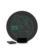 Lampe illusion 3D en verre acrylique gravée au laser représentant une carte de la Martinique.