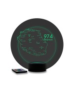 Lampe illusion 3D en verre acrylique gravée au laser représentant une carte de la Réunion.