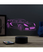 Lampe illusion 3D en verre acrylique gravée au laser représentant une voiture Lotus Elise Cup 250.