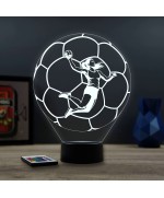 Lampe illusion 3D en verre acrylique gravée au laser représentant une joueuse de Handball à l'intérieur d'un ballon.
