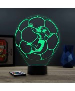 Lampe illusion 3D en verre acrylique gravée au laser représentant une joueuse de Handball à l'intérieur d'un ballon.