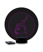 Lampe illusion 3D en verre acrylique gravée au laser représentant une gymnaste.