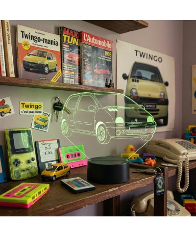 Lampe illusion 3D en verre acrylique gravée au laser représentant une voiture Renault Twingo 1.