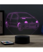 Lampe illusion 3D en verre acrylique gravée au laser représentant une voiture Renault Twingo 1.