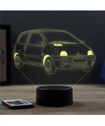 Lampe illusion 3D en verre acrylique gravée au laser représentant une voiture Renault Twingo 1.