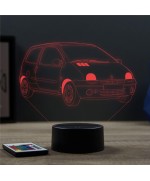 Lampe illusion 3D en verre acrylique gravée au laser représentant une voiture Renault Twingo 1.
