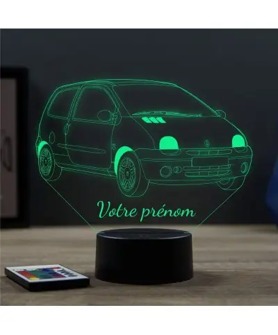 Lampe illusion 3D en verre acrylique gravée au laser représentant une voiture Renault Twingo 1.