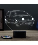 Lampe illusion 3D en verre acrylique gravée au laser représentant une voiture Renault Twingo 1.