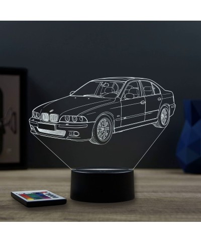 Lampe illusion 3D en verre acrylique gravée au laser représentant une voiture BMW E39.