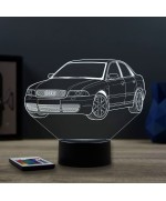 Lampe illusion 3D en verre acrylique gravée au laser représentant une voiture Audi A4 B5.