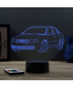 Lampe illusion 3D en verre acrylique gravée au laser représentant une voiture Audi A4 B5.