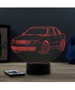 Lampe illusion 3D en verre acrylique gravée au laser représentant une voiture Audi A4 B5.