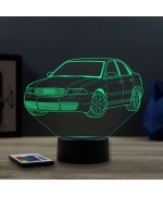 Lampe illusion 3D en verre acrylique gravée au laser représentant une voiture Audi A4 B5.