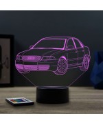 Lampe illusion 3D en verre acrylique gravée au laser représentant une voiture Audi A4 B5.