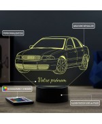 Lampe illusion 3D en verre acrylique gravée au laser représentant une voiture Audi A4 B5.