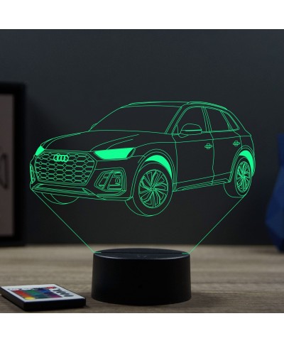 Lampe illusion 3D en verre acrylique gravée au laser représentant une voiture Audi Q5.