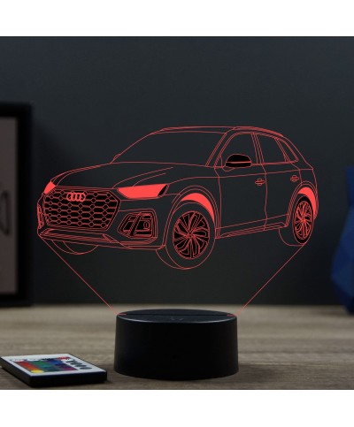 Lampe illusion 3D en verre acrylique gravée au laser représentant une voiture Audi Q5.