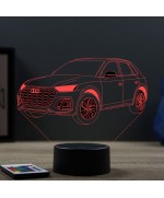 Lampe illusion 3D en verre acrylique gravée au laser représentant une voiture Audi Q5.