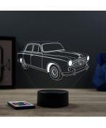Lampe illusion 3D en verre acrylique gravée au laser représentant une voiture Peugeot 403.