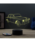 Lampe illusion 3D en verre acrylique gravée au laser représentant une voiture Peugeot 403.