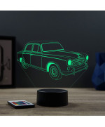 Lampe illusion 3D en verre acrylique gravée au laser représentant une voiture Peugeot 403.