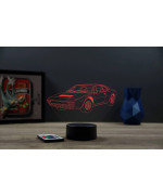Lampe illusion 3D en verre acrylique gravée au laser représentant une voiture Ferrari Dino GT4.