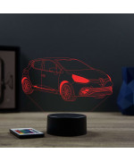 Lampe illusion 3D en verre acrylique gravée au laser représentant une voiture Renault Clio 4 RS.