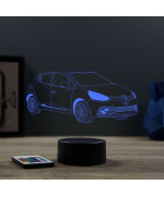 Lampe illusion 3D en verre acrylique gravée au laser représentant une voiture Renault Clio 4 RS.