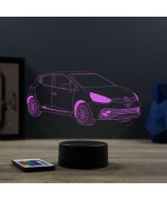 Lampe illusion 3D en verre acrylique gravée au laser représentant une voiture Renault Clio 4 RS.