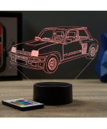 Lampe illusion 3D en verre acrylique gravée au laser représentant une voiture Renault R5 Turbo 2.