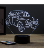 Lampe illusion 3D en verre acrylique gravée au laser représentant une voiture Renault 4CV 1960.