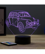 Lampe illusion 3D en verre acrylique gravée au laser représentant une voiture Renault 4CV 1960.