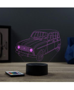 Lampe illusion 3D en verre acrylique gravée au laser représentant une voiture Renault 4L.