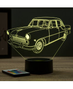Lampe illusion 3D en verre acrylique gravée au laser représentant une voiture Simca Vedette Régence 1956.