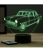 Lampe illusion 3D en verre acrylique gravée au laser représentant une voiture Simca Vedette Régence 1956.