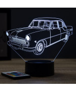 Lampe illusion 3D en verre acrylique gravée au laser représentant une voiture Simca Vedette Régence 1956.