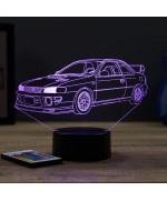 Lampe illusion 3D en verre acrylique gravée au laser représentant une voiture Subaru Impreza 1999.