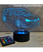Lampe illusion 3D en verre acrylique gravée au laser représentant une voiture Subaru Impreza 2016.
