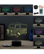 Lampe illusion 3D en verre acrylique gravée au laser représentant un fourgon Citroën type H.